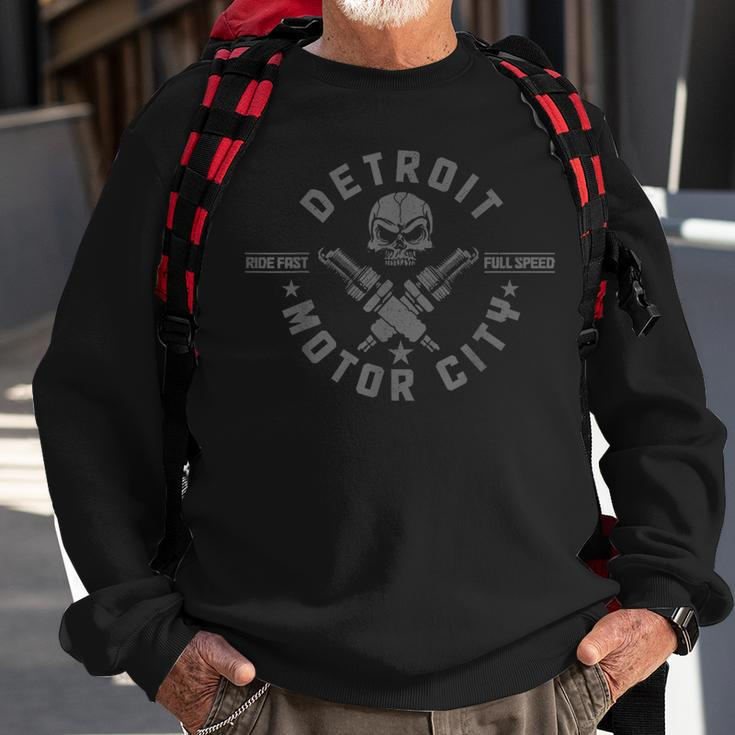 Detroit Michigan Motor City Vintage Biker Sweatshirt Gifts for Old Men