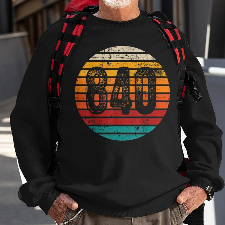 Distressed Vintage Sunset 840 Area Code Sweatshirt Gifts for Old Men