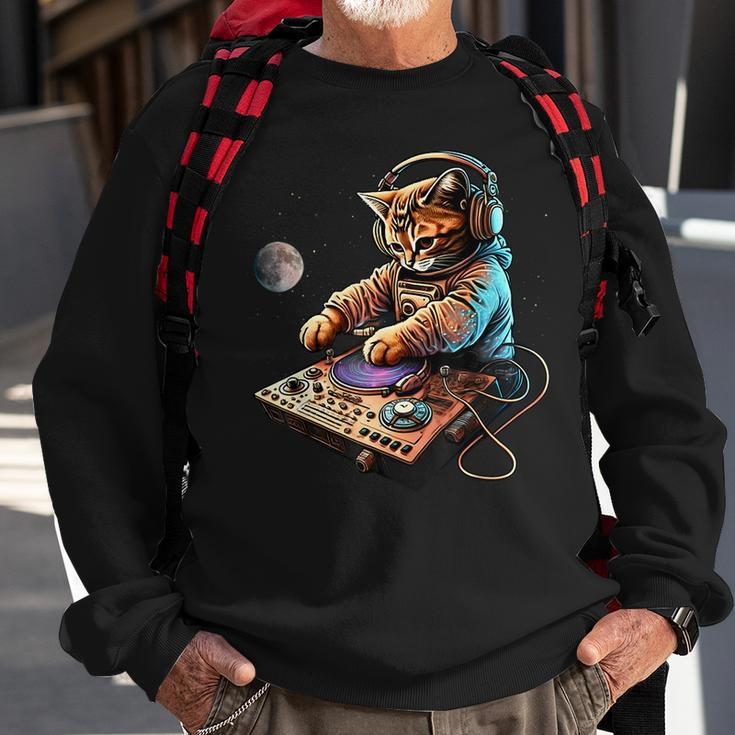 Dj Cat Cute Space Cat Disc Jockey Cat In Astronaut Suit Sweatshirt Gifts for Old Men
