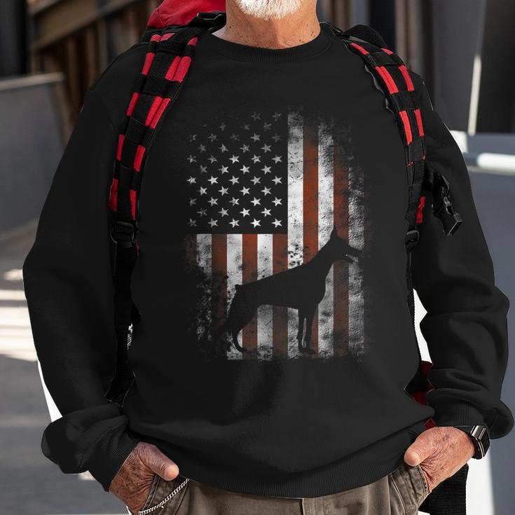 Doberman Pinscher American Flag Patriotic Sweatshirt Gifts for Old Men