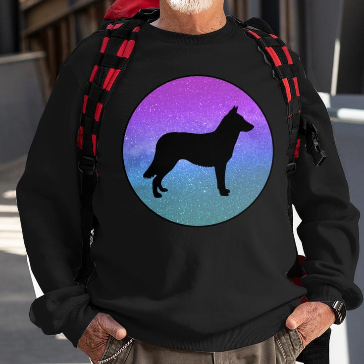 Dog Breed Lapponian Herder Dog Silhouette Space Galaxy Sweatshirt Gifts for Old Men