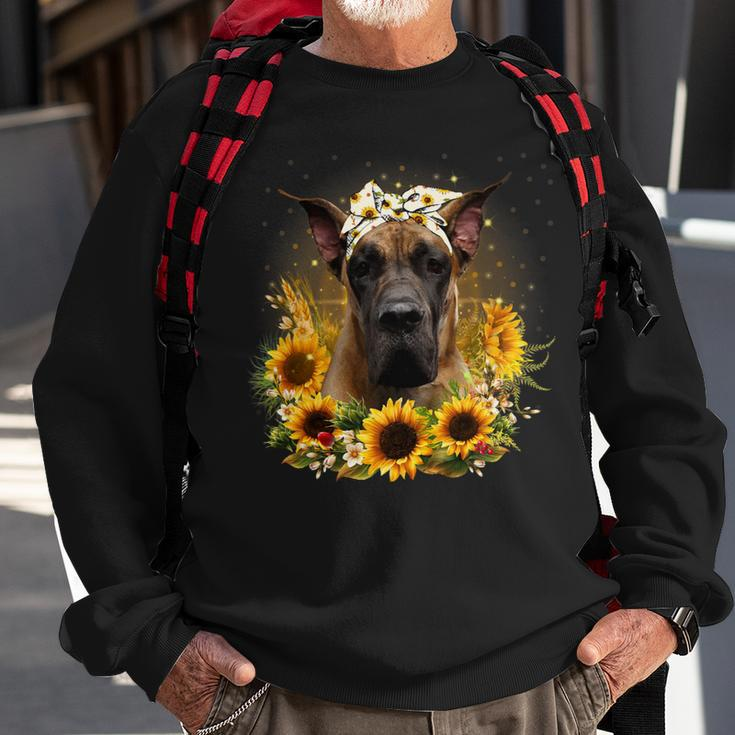 Dog Great Dane Sunflower Great Dane Dog Mothers Day For Women 1 Sweatshirt Gifts for Old Men