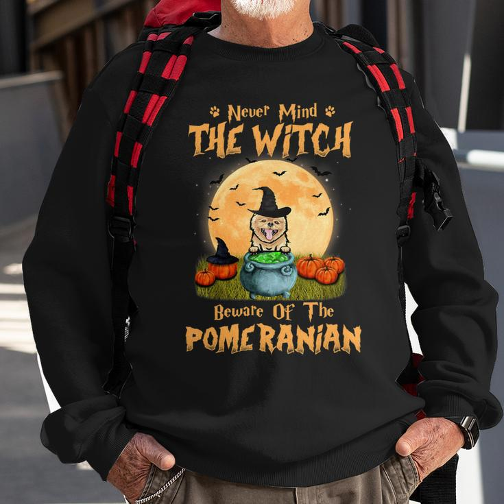 Dog Pomeranian Never Mind The Witch Beware Of Pomeranian Dog Halloween 3 Sweatshirt Gifts for Old Men