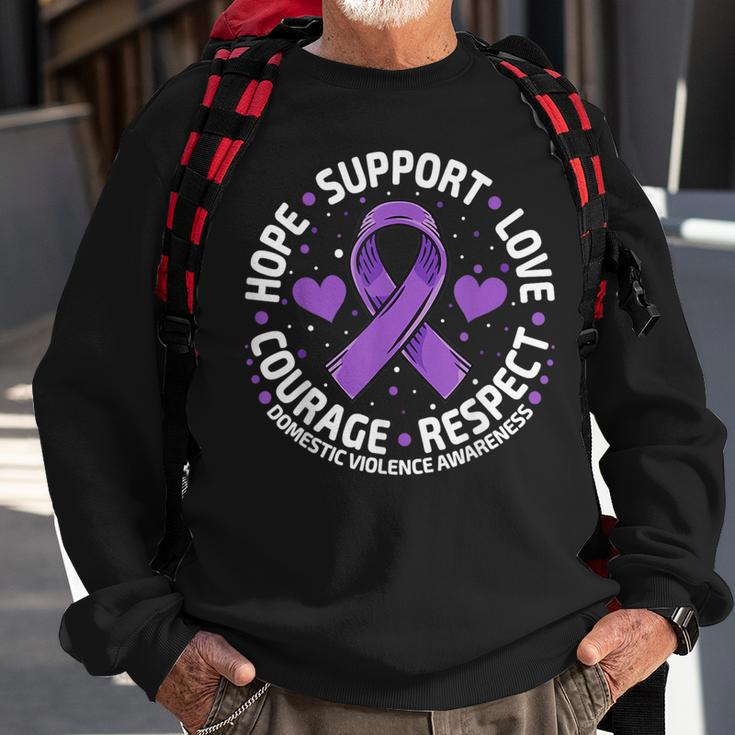 Domestic Violence Awareness Love Support Purple Ribbon Sweatshirt Gifts for Old Men