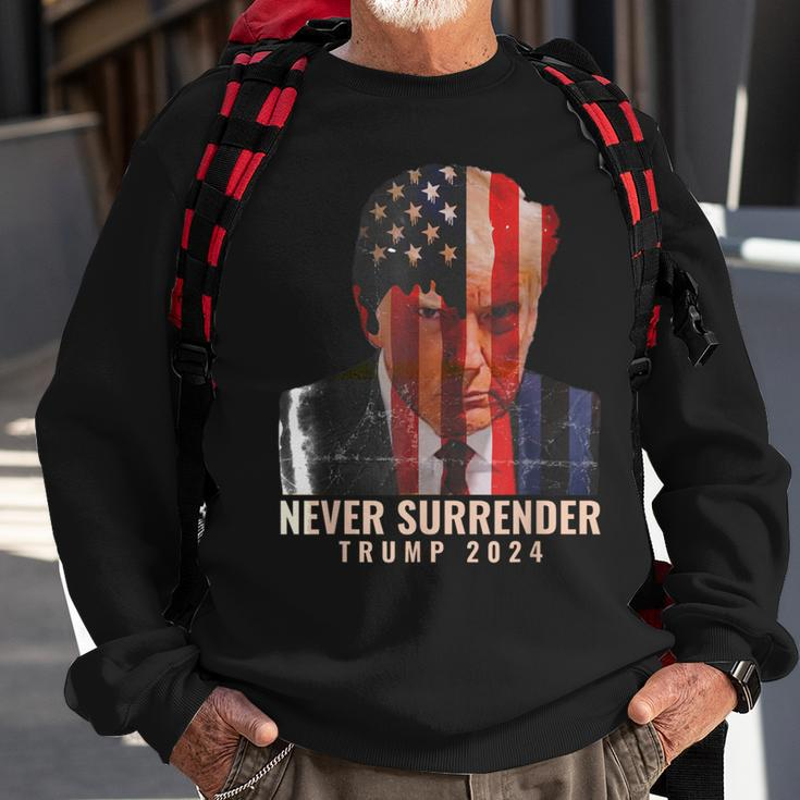 Donald Trump Never Surrender President 2024 Trump Shot Sweatshirt Gifts for Old Men