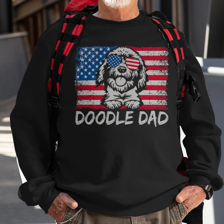 Doodle Dad American Flag Joke Fathers Day Goldendoodle Dad Sweatshirt Gifts for Old Men