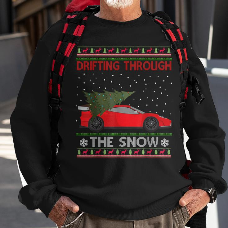 Drifting Through The Snow Ugly Christmas Sweater Tree Car Sweatshirt Gifts for Old Men