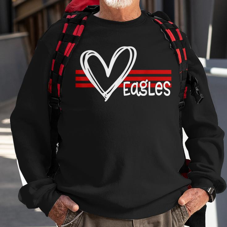 Eagles Pride Teams School Spirit Sports Red Heart Sweatshirt Gifts for Old Men