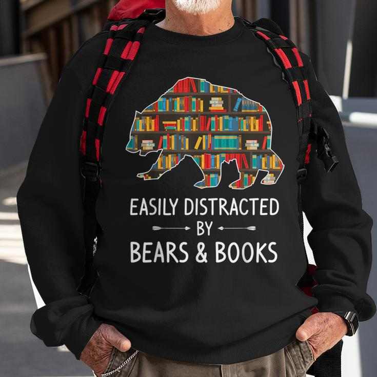 Easily Distracted By Bears & Books Lover Mammal Animal Sweatshirt Gifts for Old Men