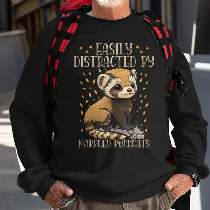 Easily Distracted By Marbled Polecats Cute European Mammal Sweatshirt Gifts for Old Men