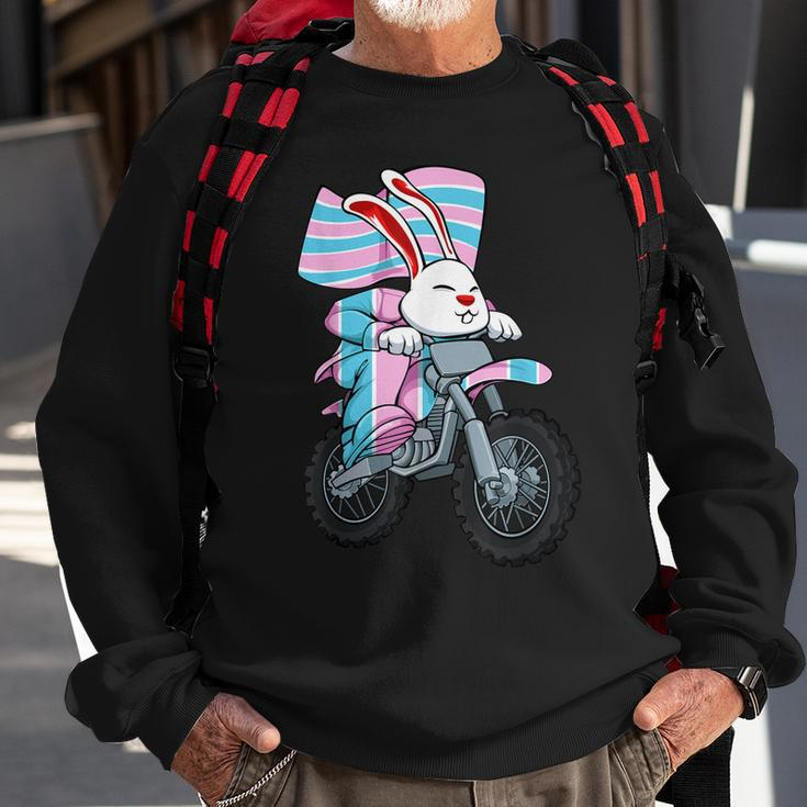 Easter Bunny Ridng Motorcycle Lgbtq Transgender Pride Trans Sweatshirt Gifts for Old Men