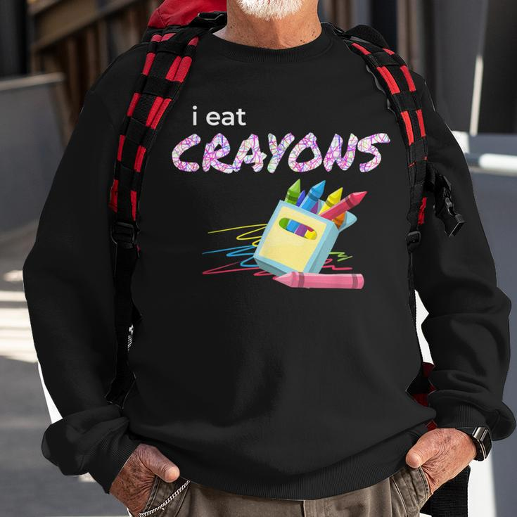 I Eat Crayons Child Colorist Artists Sweatshirt Gifts for Old Men