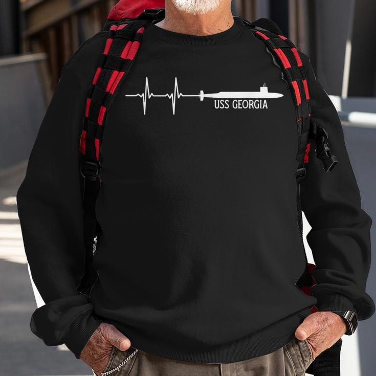 Ekg Heartbeat Uss Georgia Ssgn729 Navy Submarine Sweatshirt Gifts for Old Men