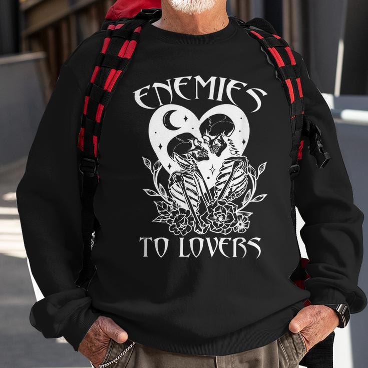 Enemies To Lovers Skeleton Bookish Romance Reader Book Club Sweatshirt Gifts for Old Men