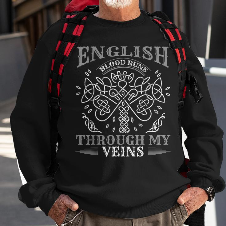 English Blood Runs Through My Veins Viking & Odin Sweatshirt Gifts for Old Men