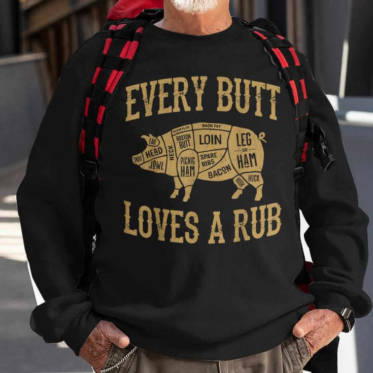 Every Butt Loves A Good Rub Funny Pig Pork Bbq Grill Sweatshirt Gifts for Old Men
