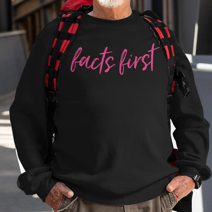 Facts First Quote Anchor Viral Video Journalists Tv News Sweatshirt Gifts for Old Men