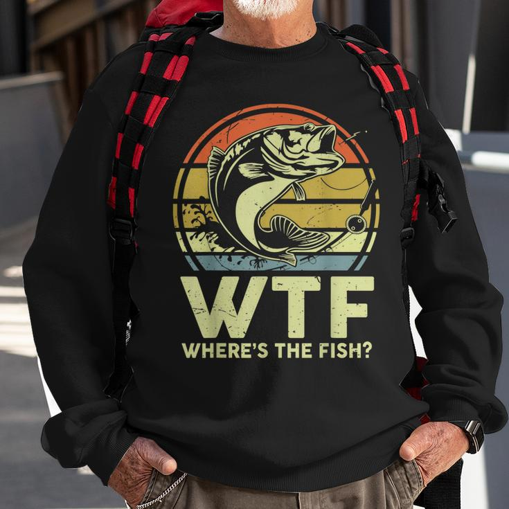 Father Day Fishing Wtf Wheres The Fish Vintage Fishing Gift For Mens Sweatshirt Gifts for Old Men