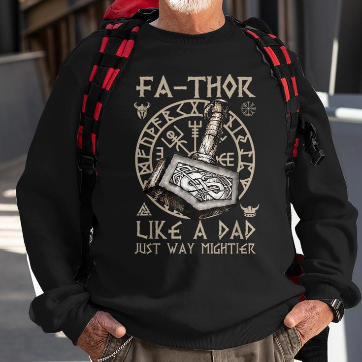 Fathor - Like A Dad Just Way Mightier Fathers Day Viking Sweatshirt Gifts for Old Men