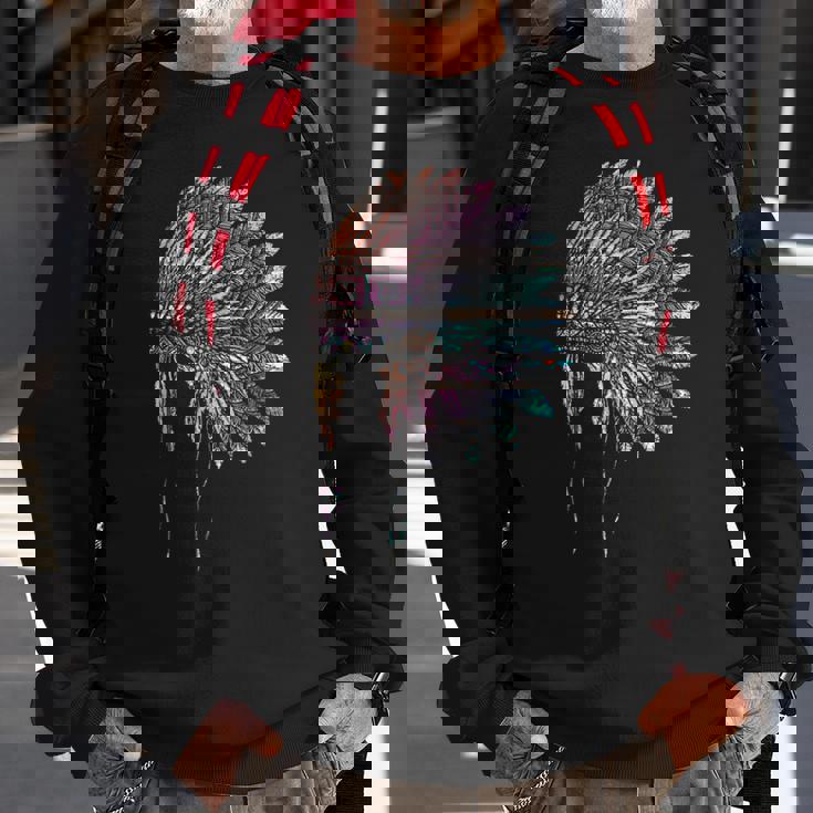 Feathers Headdress Native American Roots Native American Sweatshirt Gifts for Old Men