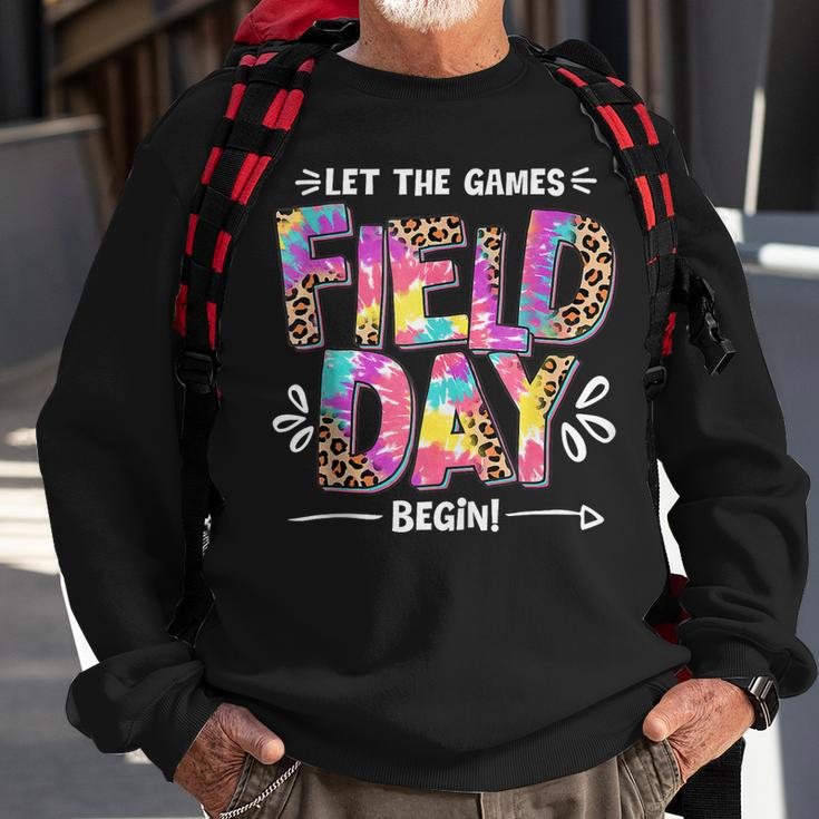 Field Day Let The Games Begin Leopard Tie Dye Field Day Sweatshirt Gifts for Old Men