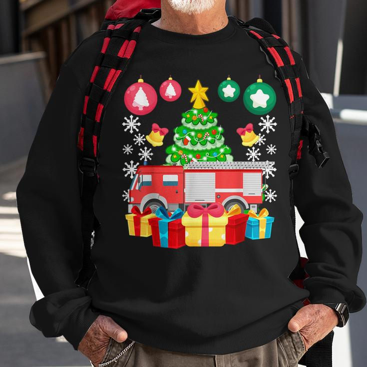 Fire Truck Christmas Ornaments Xmas Cute Firefighter Sweatshirt Gifts for Old Men