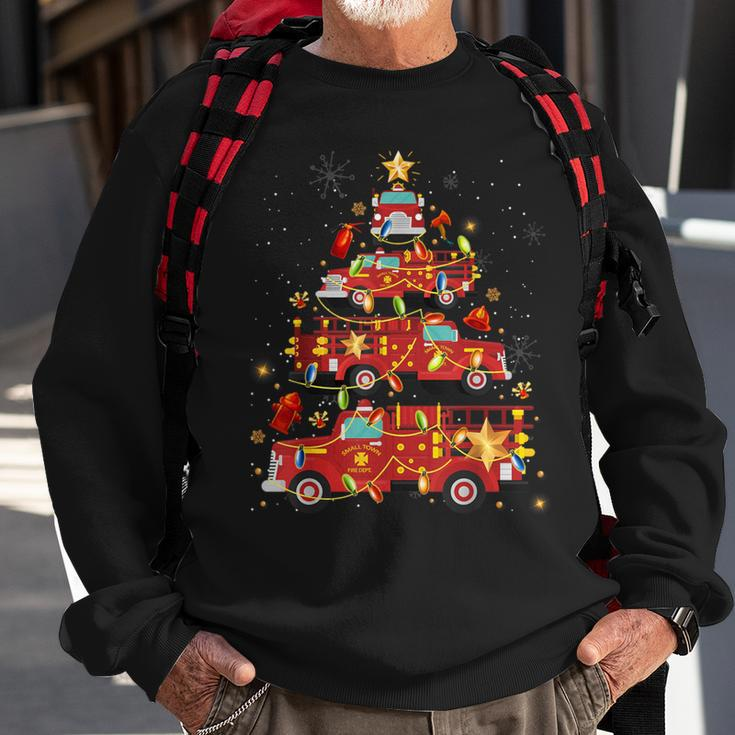 Fire Truck Tree Lights Christmas Firefighter Boys Pajamas Sweatshirt Gifts for Old Men