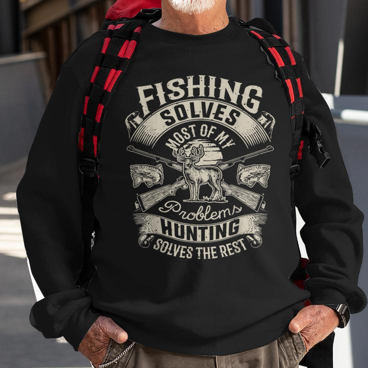 Fishing Solves Most Of My ProblemsHunting Hunter Hunter Funny Gifts Sweatshirt Gifts for Old Men