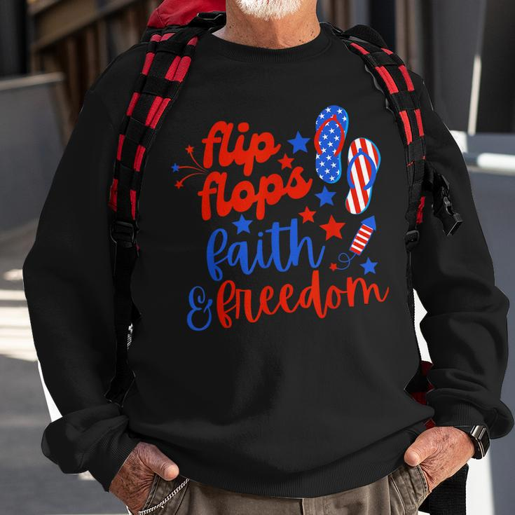 Flip Flops Faith And Freedom Fireworks 4Th Of July Us Flag Sweatshirt Gifts for Old Men