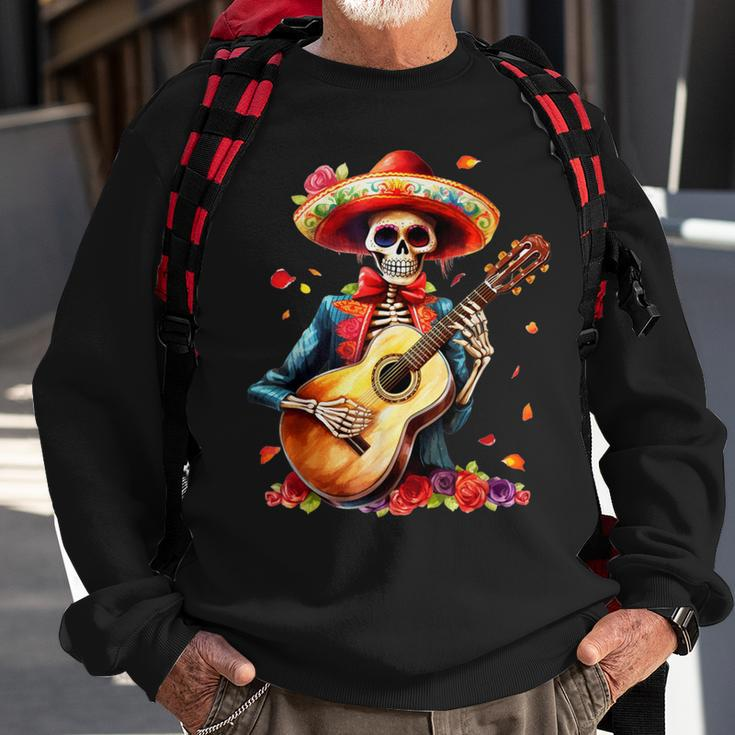 Floral Guitar Dia De Los Muertos Cute Mariachi Day Of Dead Sweatshirt Gifts for Old Men