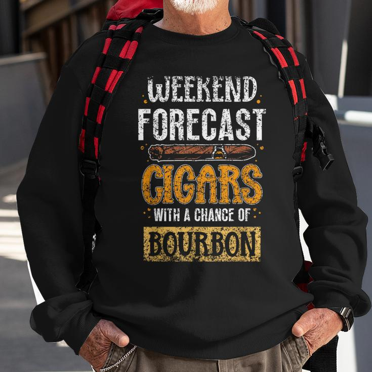 Weekend Forecast Cigars With A Chance Of Bourbon Cigar Sweatshirt Gifts for Old Men