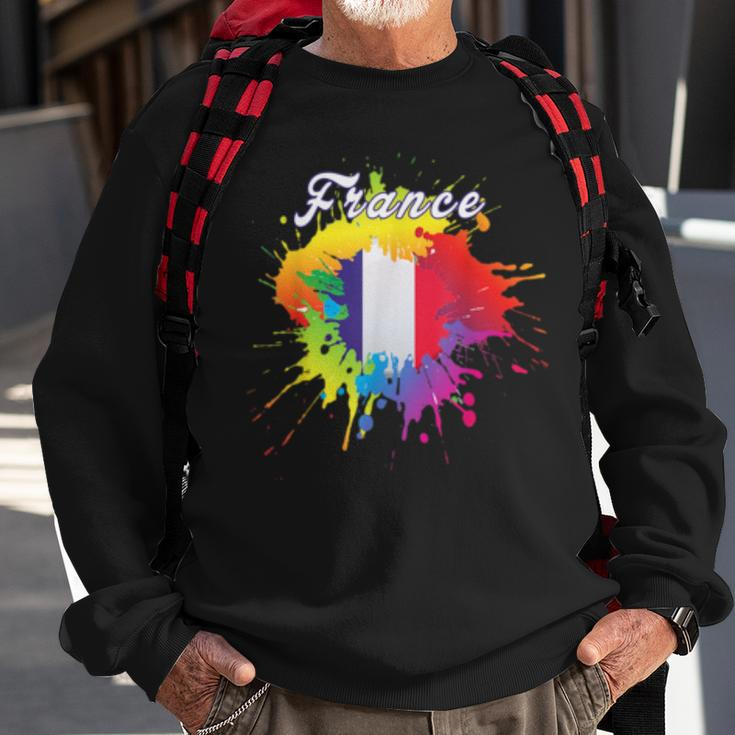 France Flag Pride Gay Colorful Splash French Flag Gift Sweatshirt Gifts for Old Men