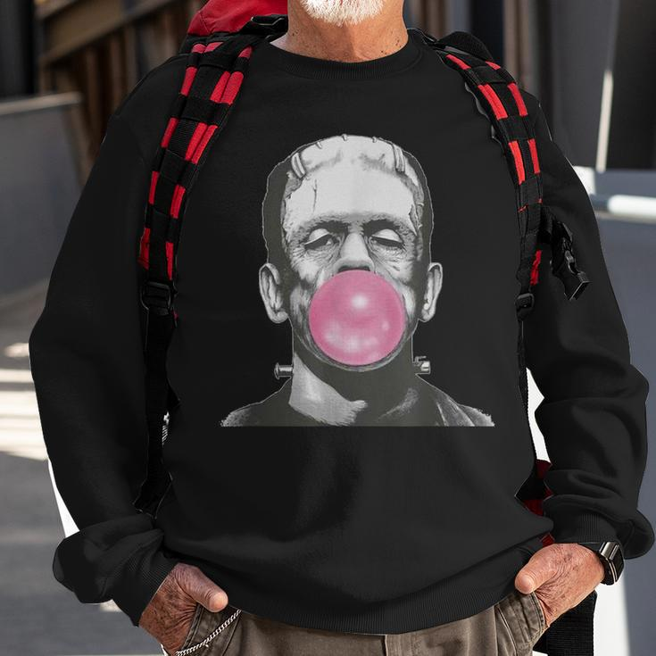 Frankenstein Monster With Pink Bubblegum Bubble Sweatshirt Gifts for Old Men