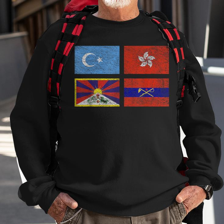 Free Tibet Uyghurs Hong Kong Inner Mongolia China Flag Sweatshirt Gifts for Old Men