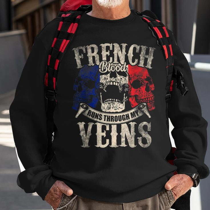 French Blood Runs Through My Veins Sweatshirt Gifts for Old Men