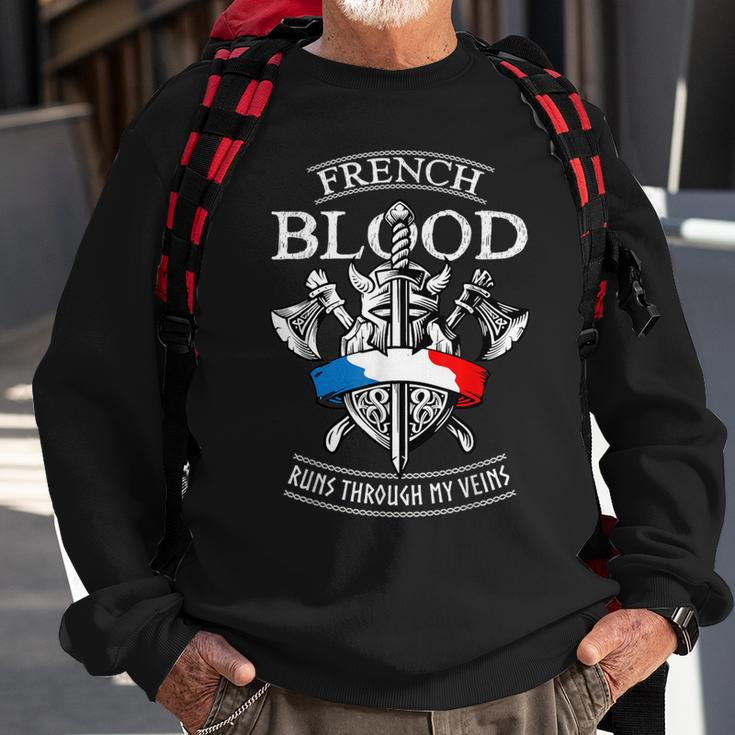 French Blood Runs Through My Veins French Viking Sweatshirt Gifts for Old Men