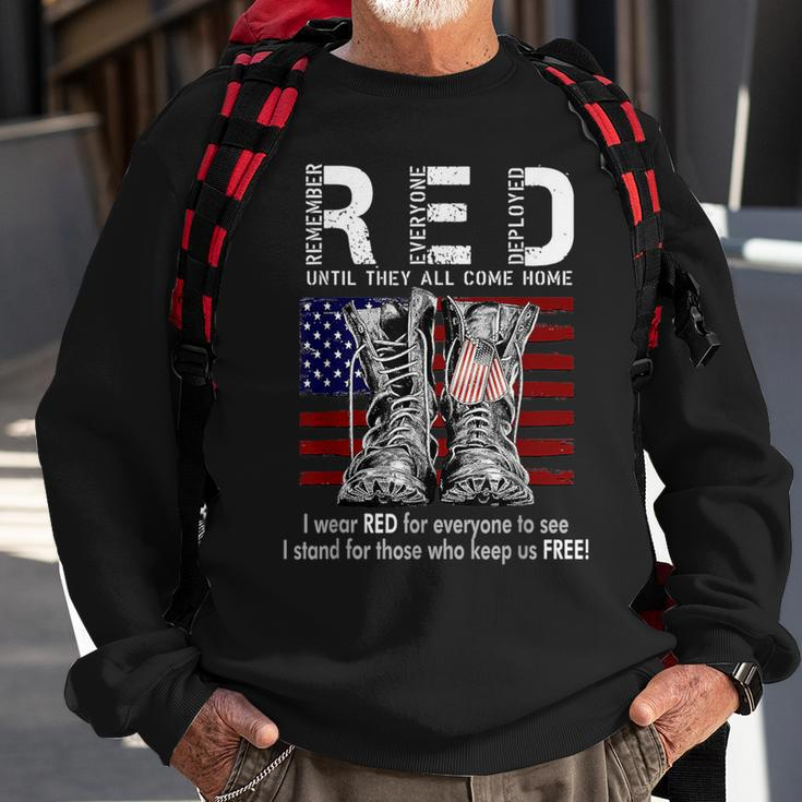 On Friday We Wear Red Remember Everyone Deployed Usa Flag Sweatshirt Gifts for Old Men
