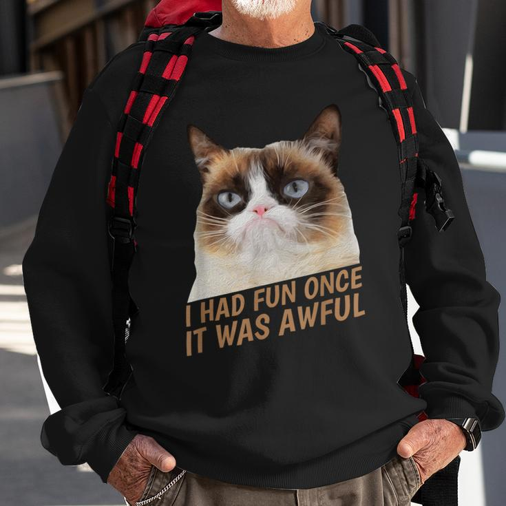 I Had Fun Once It Was Awful-Grumpy Cat-Face Sweatshirt Gifts for Old Men
