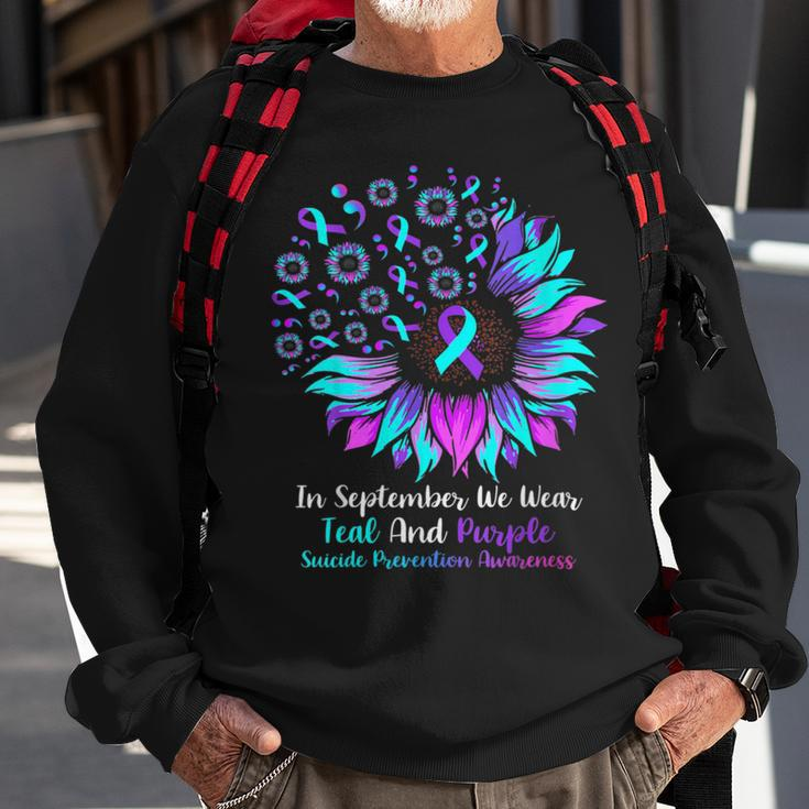 Fun In September We Wear Teal And Purple Suicide Preventions Sweatshirt Gifts for Old Men
