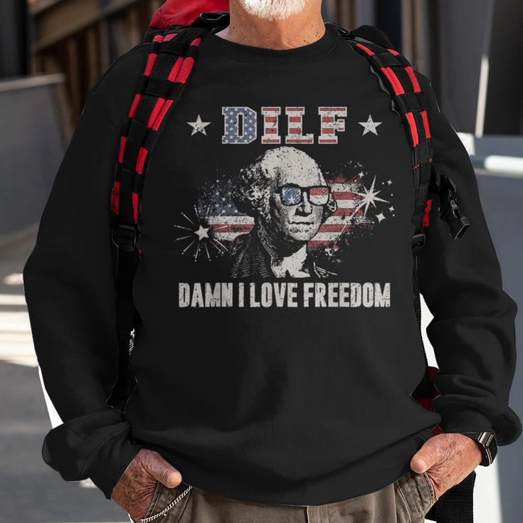 Funny 4Th Of July Dilf Damn I Love Freedom Usa Flag Men Gift For Mens Sweatshirt Gifts for Old Men