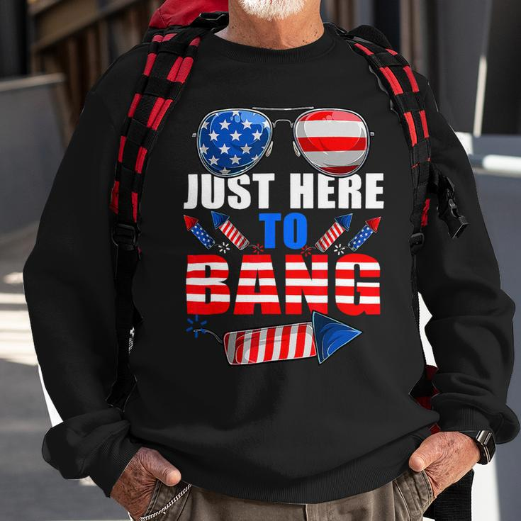 Funny 4Th Of July Im Just Here To Bang Usa Flag Sunglasses 1 Sweatshirt Gifts for Old Men