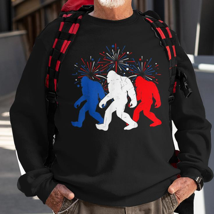 Funny 4Th Of July Red White Blue Bigfoot Fireworks Usa Flag Sweatshirt Gifts for Old Men