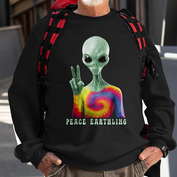 Funny Alien Peace Sign Tie Dye Peace Earthling Alien Funny Gifts Sweatshirt Gifts for Old Men