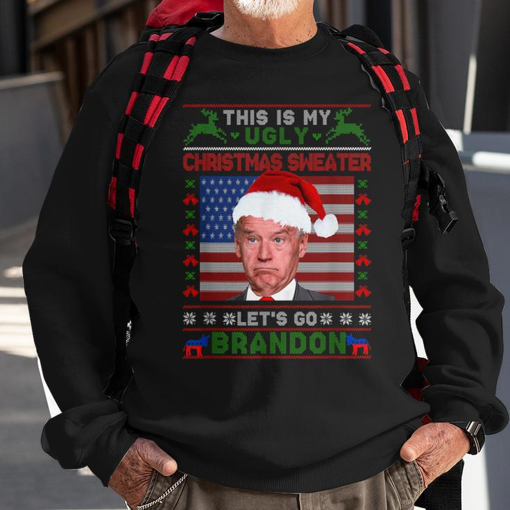 Anti Biden Ugly Christmas Sweater Let's Go Brandon Pjs Sweatshirt Gifts for Old Men