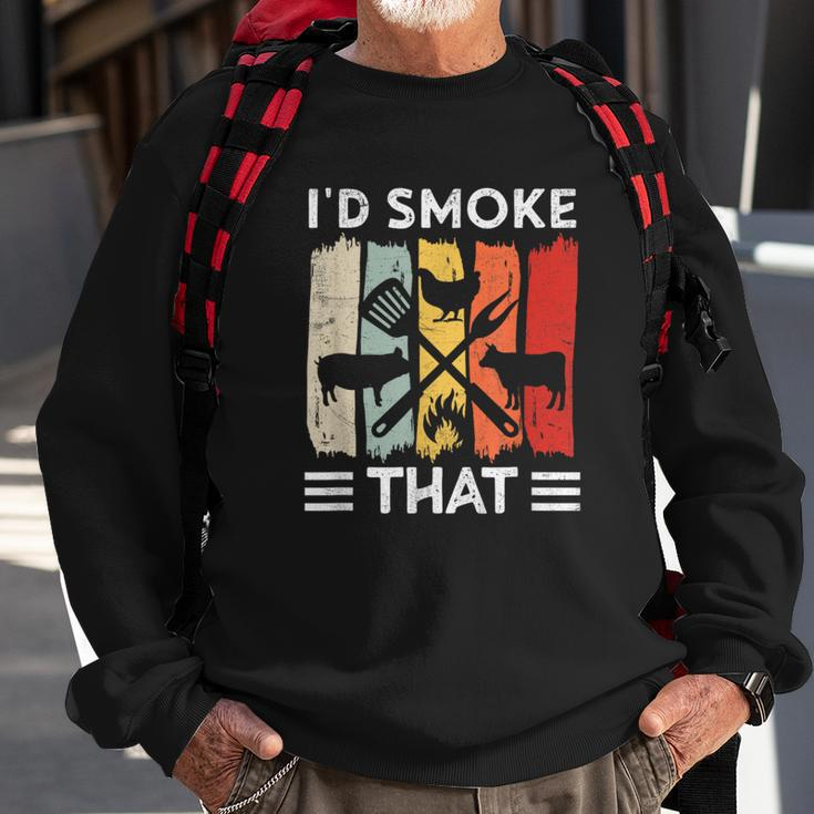 Funny Bbq Id Smoke That Meat Grill Funny Dad Bbq Sweatshirt Gifts for Old Men