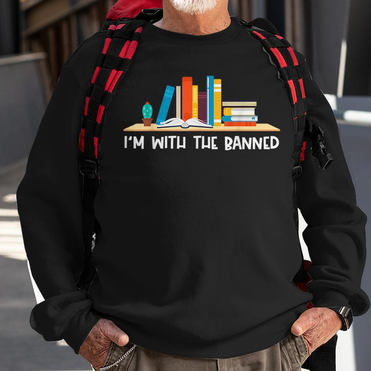 Funny Books Lovers Im With The Books Bookshelf Hilarious Sweatshirt Gifts for Old Men
