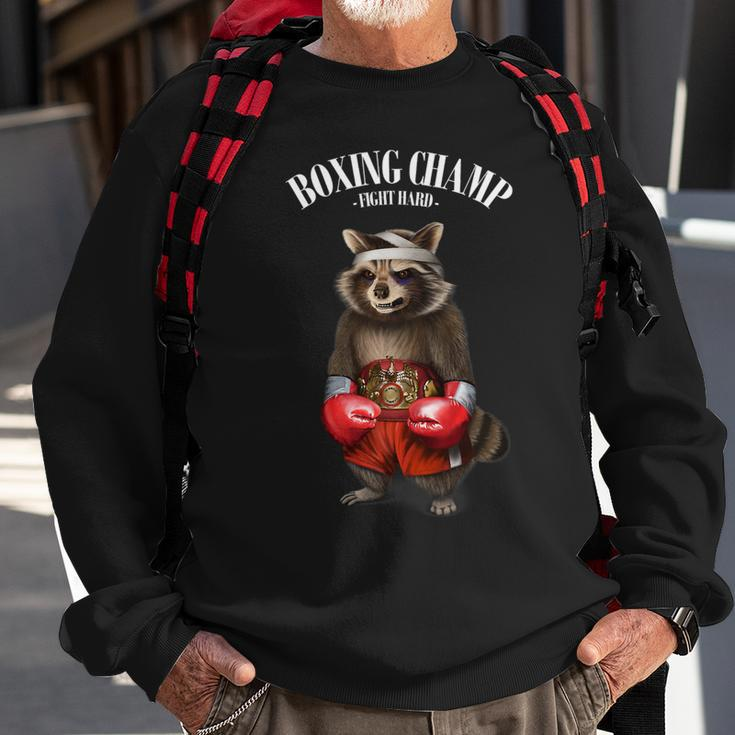 Funny Boxing Champion Raccoon Fighter Sweatshirt Gifts for Old Men