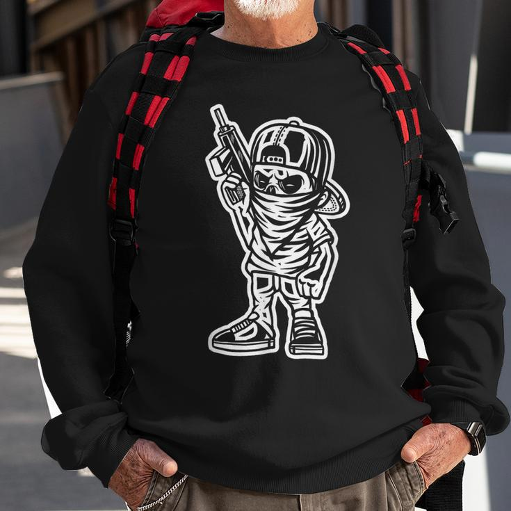 Funny Cartoon Character Badass With A Gun Gangster Chicano Sweatshirt Gifts for Old Men
