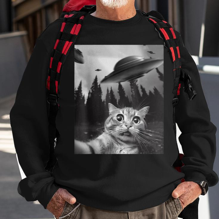 Cat Selfie With Ufos Sweatshirt Gifts for Old Men