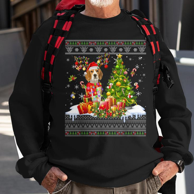 Christmas Lights Beagle Dog Xmas Ugly Sweater Sweatshirt Gifts for Old Men